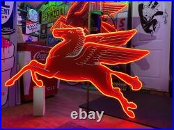 Antique Vintage Old Style LED Neon Mobil Pegasus Gas Oil Service Sign 41x67