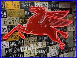 Antique Vintage Old Style LED Neon Mobil Pegasus Gas Oil Service Sign 41x67