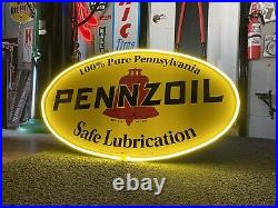 Antique Vintage Old Style LED Pennzoil Lubrication Gas Oil Sign