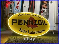 Antique Vintage Old Style LED Pennzoil Lubrication Gas Oil Sign