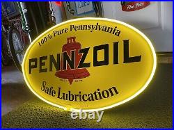 Antique Vintage Old Style LED Pennzoil Lubrication Gas Oil Sign