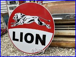 Antique Vintage Old Style Lion Gasoline Oil Sign