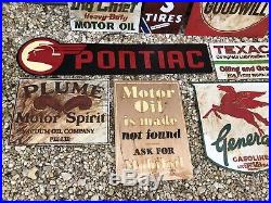Antique Vintage Old Style Lot Of 10 Gas Oil Signs -NO Atlas pontiac mobil texaco
