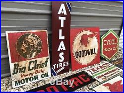 Antique Vintage Old Style Lot Of 10 Gas Oil Signs -NO Atlas pontiac mobil texaco