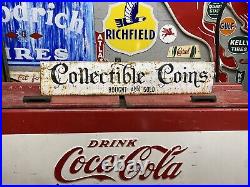 Antique Vintage Old Style Metal Collectable Coins Gold And Silver Sign