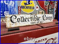 Antique Vintage Old Style Metal Collectable Coins Gold And Silver Sign