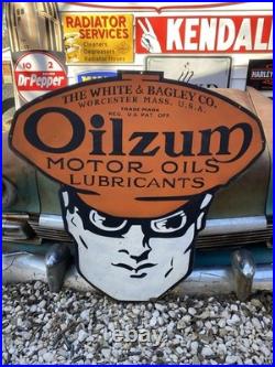 Antique Vintage Old Style Metal Oilzum gas Oil Sign