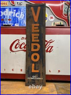 Antique Vintage Old Style Metal Veedol Gas Oil Sign Antique Vintage Old Style Metal Veedol Gas Oil Sign