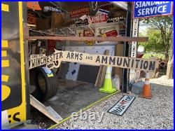 Antique Vintage Old Style Metal Winchester Arms And Ammunition Sign