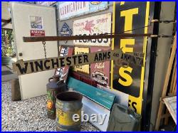 Antique Vintage Old Style Metal Winchester Arms And Ammunition Sign