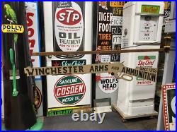 Antique Vintage Old Style Metal Winchester Arms And Ammunition Sign