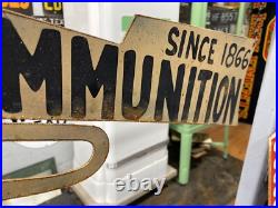 Antique Vintage Old Style Metal Winchester Arms And Ammunition Sign