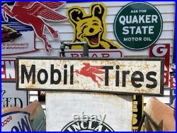 Antique Vintage Old Style Mobil Tires Gas Oil Sign