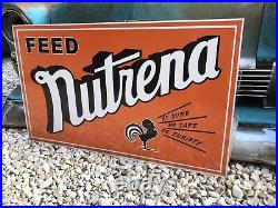 Antique Vintage Old Style Nutrena Feed Seed Farm Sign