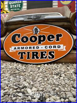Antique Vintage Old Style Orange & Black Cooper Tires Sign Antique Vintage Old Style Orange & Black Cooper Tires Sign