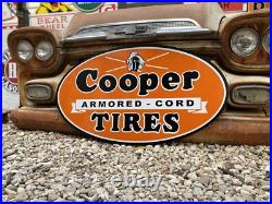 Antique Vintage Old Style Orange & Black Cooper Tires Sign Antique Vintage Old Style Orange & Black Cooper Tires Sign