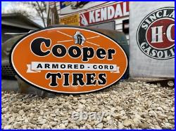 Antique Vintage Old Style Orange & Black Cooper Tires Sign Antique Vintage Old Style Orange & Black Cooper Tires Sign