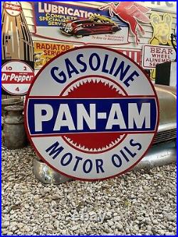 Antique Vintage Old Style PAN-AM Gas Oil Service Station Sign 40