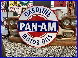 Antique Vintage Old Style PAN-AM Gas Oil Service Station Sign 40