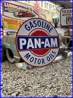 Antique Vintage Old Style PAN-AM Gas Oil Service Station Sign 40