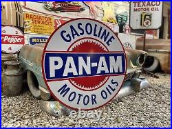 Antique Vintage Old Style PAN-AM Gas Oil Service Station Sign 40