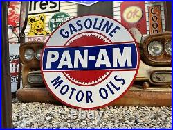 Antique Vintage Old Style PAN-AM Gas Oil Service Station Sign 40