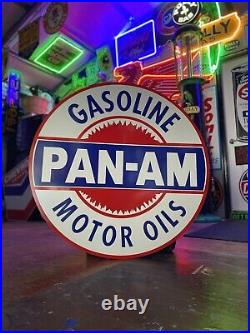 Antique Vintage Old Style PAN-AM Gas Oil Service Station Sign 40