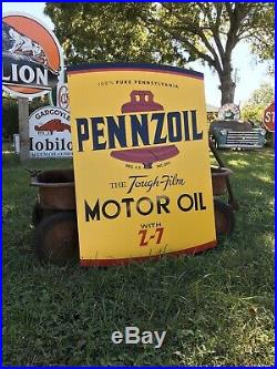 Antique Vintage Old Style Pennzoil Oil Can Sign