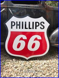 Antique Vintage Old Style Phillips 66 Shield Gas Oil Sign 40
