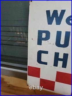 Antique Vintage Old Style Purina Chows Sign 26x21.5 we sell chows