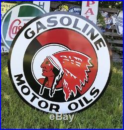 Antique Vintage Old Style Red Indian Motor Oil Sign! 40