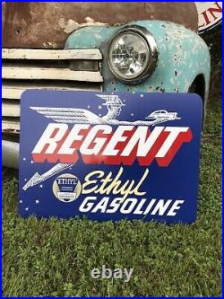 Antique Vintage Old Style Regent Gas Oil Service Station Sign