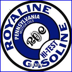 Antique Vintage Old Style Royaline Gas Oil 30 Round Sign