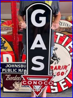 Antique Vintage Old Style Sign Conoco Gas 47x18 NOT Porcelain Made USA