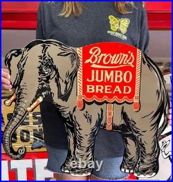Antique Vintage Old Style Sign Elephant Brown Bread 24x20 NOT Porcelain Made USA