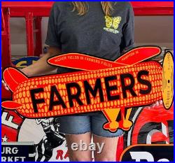 Antique Vintage Old Style Sign Farmers Feed 36x18 NOT Porcelain Made USA