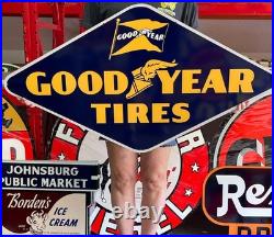 Antique Vintage Old Style Sign GoodYear Tires 45x24 NOT Porcelain Made USA