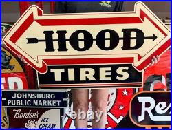 Antique Vintage Old Style Sign Hood Tires 47x23 NOT Porcelain Made USA