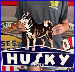 Antique Vintage Old Style Sign Husky Oil 24x18 NOT Porcelain Made USA Antique Vintage Old Style Sign Husky Oil 24x18 NOT Porcelain Made USA