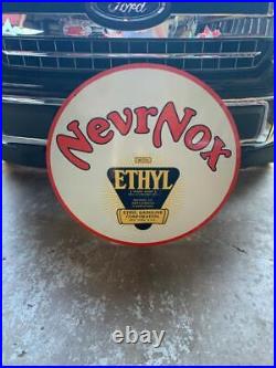 Antique Vintage Old Style Sign NevrNox Gasoline 30 Round Made USA