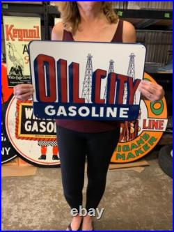 Antique Vintage Old Style Sign Oil City Made in USA