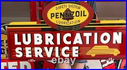 Antique Vintage Old Style Sign Pennzoil 47x23 NOT Porcelain Made in USA