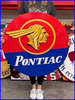Antique Vintage Old Style Sign Pontiac 36 NOT Porcelain Made USA