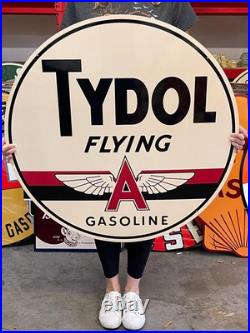 Antique Vintage Old Style Sign Tydol Flying A Gas 36 NOT Porcelain Made USA
