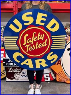 Antique Vintage Old Style Sign Used Cars 36 NOT Porcelain Made USA
