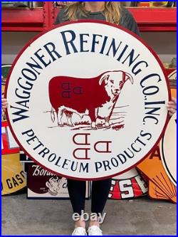 Antique Vintage Old Style Sign Wagoneer Refining 36 NOT Porcelain Made USA