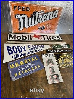 Antique Vintage Old Style Signs Lot Of 8 BLEMISH BUNDLE #4