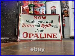 Antique Vintage Old Style Sinclair Opaline Gas Oil Lubricants Sign