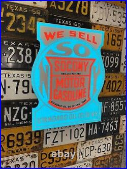 Antique Vintage Old Style Socony Standard Oil Reflective Sign