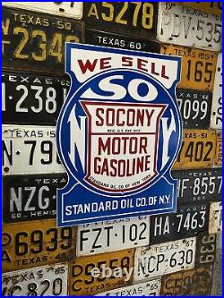 Antique Vintage Old Style Socony Standard Oil Reflective Sign